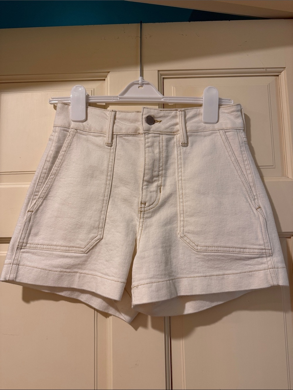 Just Black Cream High-Waist Utility Shorts